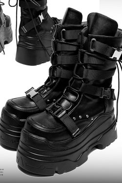 Thick-Soled Martin Boots for Women - Punk Style Short Boots with Functional Design - Trendy Subculture Cyber Academy Footwear