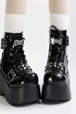 Thick-Soled Metal Rock Martin Boots for Women - Punk Style Short Knight Boots - Subculture 2.0 Version