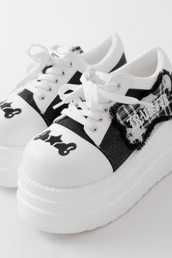 Thick-Soled Retro Cowboy Platform Shoes for Transfer Students - Big-Headed Round-Toe Subculture Style