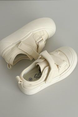 Thick-Soled Velcro White Sneakers for Women - Cute Chunky Sports Shoes for Spring and Autumn, Versatile Y2K Style