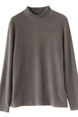 Thickened Plush Half-High Collar Warm Base Layer T-Shirt for Plus Size Women, Cozy Winter Essential, Fashionable and Comfortable