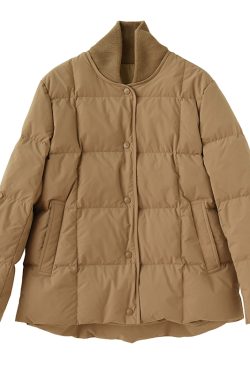 Three Flower White Goose Down Jacket - Ribbed Collar, Waterproof, Windproof, Loose Fit, Versatile Warm Coat for Stylish Layering
