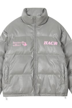 Tie-Dye Rabbit Fur Patchwork Jacket with Graphene Thermal Lining and Stand Collar, Crocodile Skin Texture, Y2K Fashion Outerwear