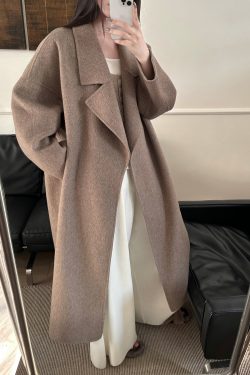 Tobacco Brown Double-Sided Wool Overcoat - Heavyweight Long Wool Coat for Winter - Stylish and Warm Outerwear