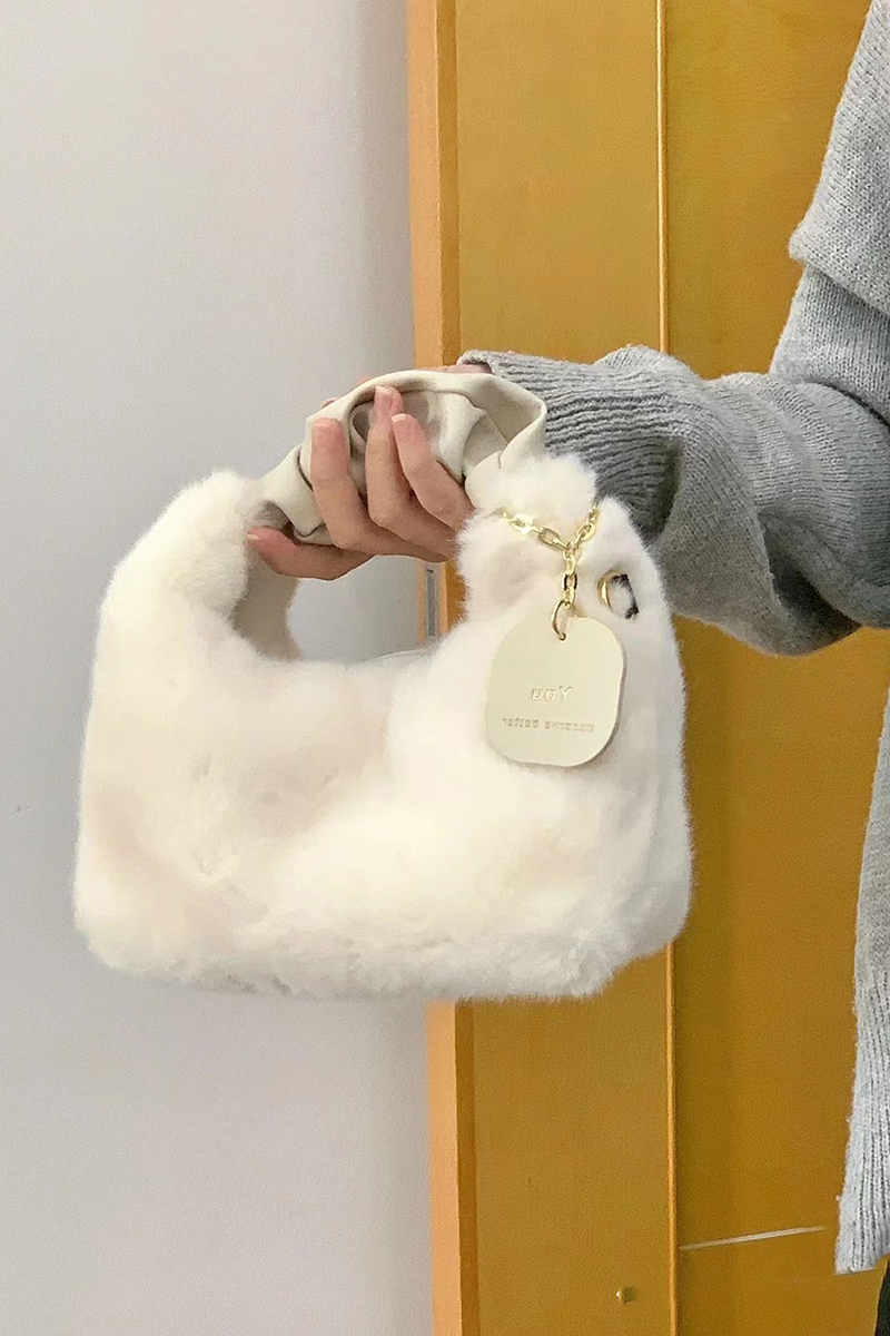 Trendy 2025 Winter Fluffy Plush Handbag for Women - Versatile Niche Crossbody Bag