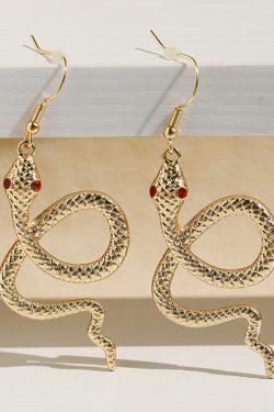 Trendy Alloy Snake-Shaped Drop Earrings for Women, Exaggerated Design, Internet Celebrity Style, European and American Fashion