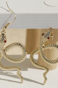 Trendy Alloy Snake-Shaped Drop Earrings for Women, Exaggerated Design, Internet Celebrity Style, European and American Fashion