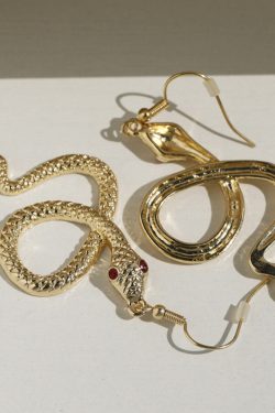 Trendy Alloy Snake-Shaped Drop Earrings for Women, Exaggerated Design, Internet Celebrity Style, European and American Fashion