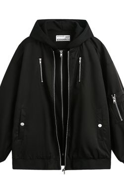Trendy American Style Faux Two-Piece Pilot Jacket for Women - Unisex Baseball Hoodie - 2025 Fashion Must-Have