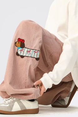 Trendy American Style Patch Embroidery Wide-Leg Casual Pants for Men and Women - Spring Loose Straight Fit
