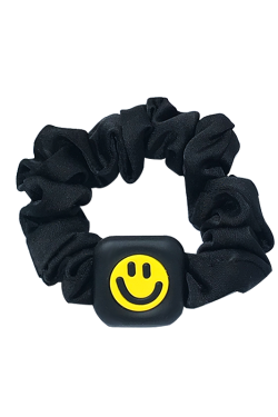 Trendy Black Hair Tie with Smiley Face - Chic French High-End Design Hair Band for Women, Niche Style Accessory