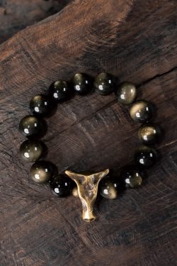 Trendy Cat Eye Obsidian Bracelet for Women and Men, Versatile Retro Niche Wrist Accessory, Stylish Jewelry Gift