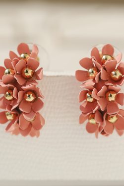 Trendy Floral Half-Circle Earrings for Women - Versatile Pink Fresh Design - Stylish Accessories for Every Occasion