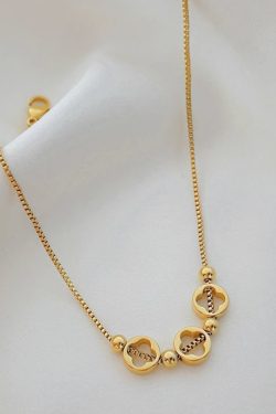 Trendy Four-Leaf Anklet - Light Luxury Ankle Chain Jewelry for Chic Foot Style