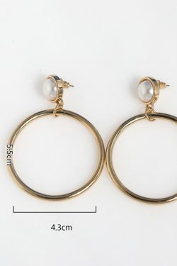 Trendy Gold Metal Round Hollow Drop Earrings for Women - Stylish Pearl Ear Accessories, Japanese & Korean Jewelry