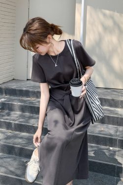 Trendy Gray Short Dress for Summer - Unique Stylish Travel Outfit, Perfect for 90s and Y2K Fashion Enthusiasts