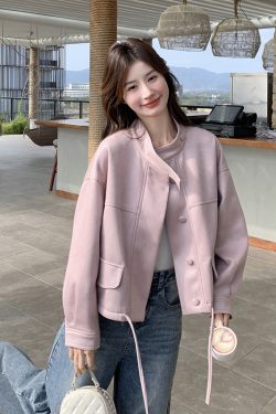 Trendy Hot Pink PU Leather Motorcycle Jacket - 2025 Style, Unique Design, Age-Reducing Fashion Outerwear for a Bold Look
