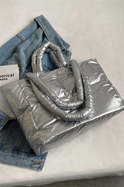 Trendy Large-Capacity Glossy Pleated Shoulder Bag - Versatile Underarm Tote for Women - Chic Winter 2025 Fashion