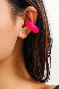 Trendy Minimalist Colorful Striped Clip-On Earrings for Women - No Ear Holes, Round Design, Fashionable Cross-Border Style