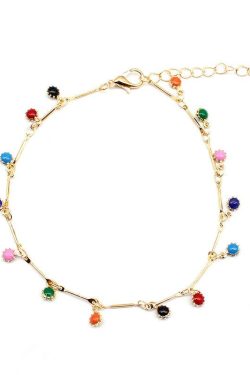 Trendy Minimalist Sunflower Gemstone Anklet for Women - European and American Fashion Handmade Cross-Border Jewelry Accessories