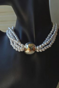 Trendy Multi-Layer Faux Pearl Round Bead Pendant Clavicle Chain Necklace for Women - Fashionable Metal Jewelry Accessory