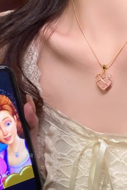 Trendy Opal Heart Necklace for Women - Barbie Princess Style Clavicle Chain Pendant 2024 Fashion Accessory