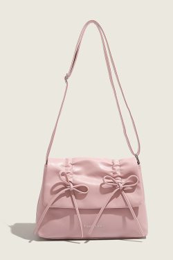 Trendy Pink Bow Shoulder Crossbody Bag for Women, 2025 Large Capacity Commuter Tote, Stylish Student Bag