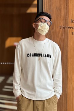 Trendy Plush Long Sleeve T-Shirt for Men - Harbor Style, Arc Bottom Design, Versatile Double-Sided for Autumn Fashion