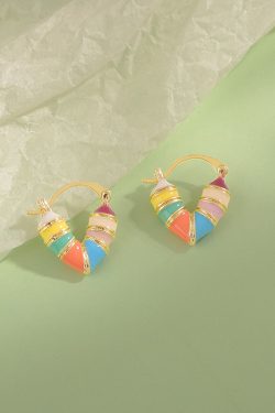 Trendy Rainbow Heart Earrings 2024 - Unique High-End Light Luxury Ear Clips for Women