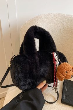 Trendy Retro Plush Handbag for Women - Fluffy Shoulder Crossbody Bucket Tote Bag for Spring/Summer 2025 Fashion