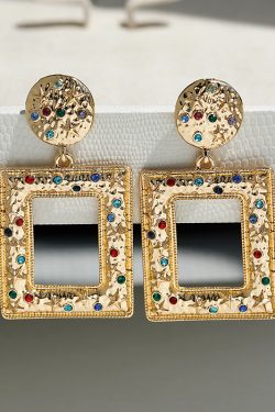 Trendy Rhinestone Geometric Earrings - Lightweight High-End European American Style Luxury Ear Studs for Versatile Fashion