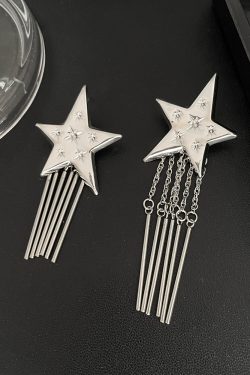 Trendy Star Long Tassel Earrings for Women - High-End Ear Studs Ideal for Round Faces, 2025 Fashion Statement
