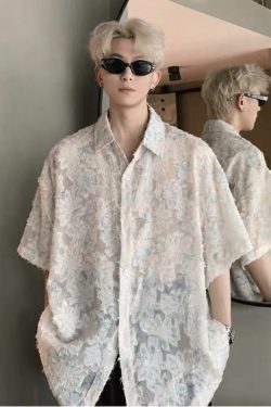 Trendy Summer Butterfly All-Over Print Short Sleeve Shirt with Tassels for Men and Women, Loose Drape Design, Niche Style