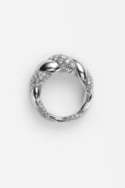 Trendy Unisex Twisted Intertwined Ring with Gold and Silver Diamond-Inlaid Design – High-End Fashion Jewelry