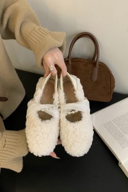Two-Way Lamb Wool Plush Slip-On Moccasin Shoes for Women - Winter Outdoor Footwear, Height-Increasing Comfort