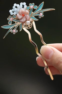 U-Shaped Blue Enamel Hairpin - High-End Chinese Style Women's Ancient Hair Accessory for Qipao