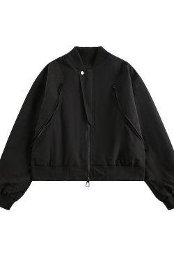 Unisex American Retro Multi-Zipper Pilot Jacket - Casual Loose Fit Baseball Coat for Spring and Autumn