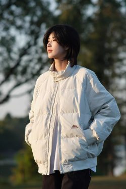 Unisex American Retro Stand-Up Collar Thick Cotton Baseball Jacket - Winter Solid Color Versatile Loose Coat