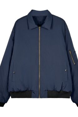 Unisex American Style Cleanfit Collar Pilot Jacket - Warm Cotton Bomber Coat for Autumn Winter, Loose Fit Short Jacket