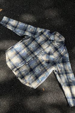 Unisex Ink Dye Tassel Plaid Long Sleeve Shirt Jacket – Trendy High Street Style for Spring and Autumn