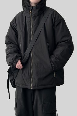 Unisex Japanese-Style Retro Stand Collar Cotton Jacket - Thick Loose Fit Winter Coat for Casual Wear