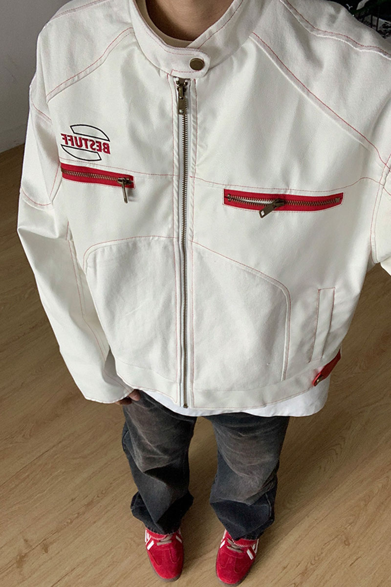 Unisex Retro High Street Motorcycle Jacket - Loose-Fitting PU Leather Coat, Vintage Style for Men and Women, Trendy Fashion
