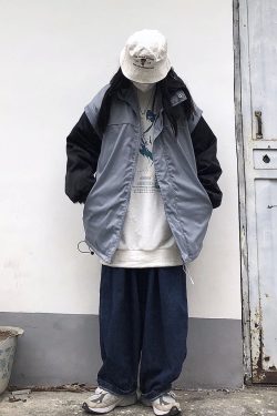 Unisex Retro Spliced Cotton Jacket - Thickened Winter Coat with National Trend Design, Loose Fit, Perfect for Y2K Fashion
