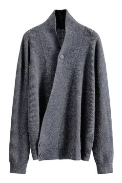 Unisex Vintage Knitted Cardigan Sweater - High-End Loose Fit, Trendy Autumn-Winter Style for Couples, Cozy Fashion Essential