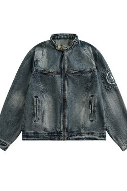 Unisex Vintage Washed Loose Denim Jacket - Spring Autumn Casual Zipper Style for Couples