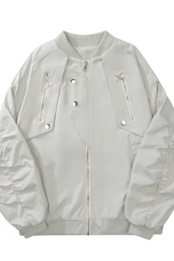 Unisex Zipper Work Jacket - Trendy American High Street Design, Spring Autumn Pilot Style, Couples Baseball Jacket