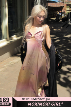 V-Neck Backless Tie-Dye Maxi Dress for Women, Waist-Cinched Spring/Summer Vacation Style, Boho Chic Powdery Goddess Look