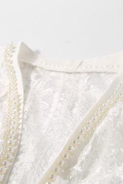 V-Neck Beaded Sheer Lace Cardigan for Women - Lightweight Casual Summer Layering Jacket, Perfect for Air Conditioning & Stylish Outfits
