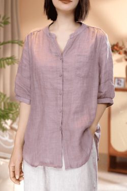 V-Neck Casual Blouse for Women, 2025 Summer Stylish Versatile Shirt, Lightweight Trendy Top, Perfect for Everyday Wear