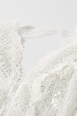 V-Neck Sequin Hollow Lace Casual Top for Women - Summer Fashion, Versatile Loose Fit, European Style, Perfect for 90s Y2K Looks